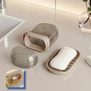 Portable Travel Shampoo Dish with Lid, Sealed Drainage, Ideal for Business Trips and Outdoor Activities, Compact and Convenient, Soap Dish