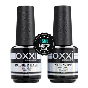 OXXI Professional Quick Dry Long Lasting No Wipe Top Coat and Rubber Base Top Coat UV LED Soak off Nail Gel Polish