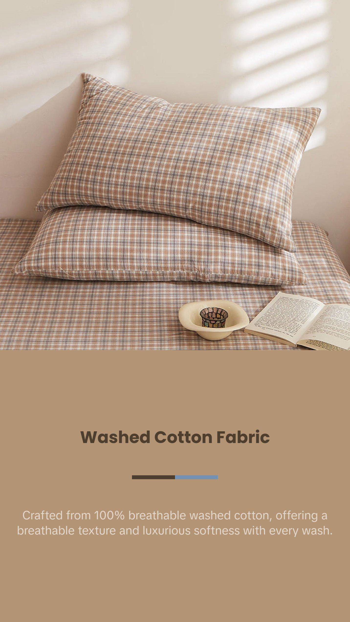 Fresh Plaid Washed Cotton Pillowcases
