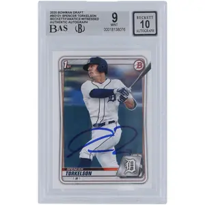 Spencer Torkelson Detroit Tigers Autographed 2020 Bowman Draft #BD-121 Beckett Fanatics Witnessed Authenticated 9/10 Card - Fanatics Authentic Certified