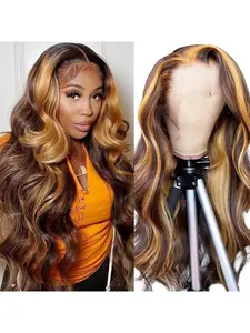 Highlight Ombre Lace Front Wig Human Hair Glueless Wigs Human Hair Pre Plucked Pre Cut 7x6 Highlight Put On And Go Glueless Wigs Human Hair Pre Plucked With Baby Hair For Women