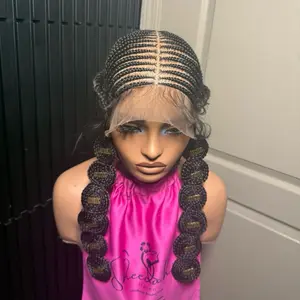 Full lace Fulani cornrow  behind braid wig for black women hand Braidwig.