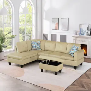 Beige Microfiber 3-Piece Sofa Set, Cozy Fabric Couch, Breathable Material, Sturdy Construction, Easy to Clean, Perfect for Small Spaces & Living Room Decor
