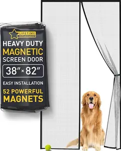 Smartor Magnetic Screen Door Magnetic Closure Fits 36"x82" Doors |Polyester - Retractable Screen Door Mesh| Self Sealing|Hands Free |Keeps Bugs Out|Pet and Kid Friendly-38 Inch x 82 Inch