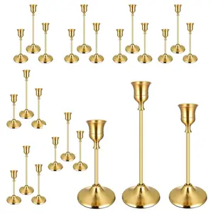 24PCS Brass Gold Taper Candle Holders Set Vintage Metal Candlestick Holders for Table Centerpieces, Wedding Receptions