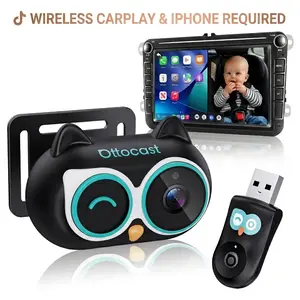 【WIRED CARPLAY AND IPHONE REQUIRED】OTTOCAST Baby Car Camera &Wireless CarPlay Adapter,1080P HD Rear Seat Monitor Display on Car Screen,150°Wide Angle No-Glow Night View, Safety for Kids & Infants