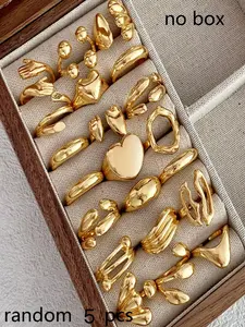 Random Ring Set, Exaggerated Personalized Irregular Rings, Unisex Fashion Trendy Combination, Unique Jewelry for Men and Women, Geometric Pattern