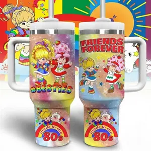 Strawberry Shortcake And Rainbow Brite Cartoon Custom Cup 40 oz 20 oz Tumbler With Handle