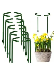 6pcs Plant Stakes, 5.7" Wide X 5.9" High Half Round Metal Peony Cages And Support, Plant Support Ring Metal Half Round Plant Stakes For Flowers Vegetables Indoor Leaf Plants, Phalaenopsis Stand