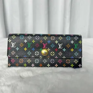 Pre-owned Louis Vuitton Multicolore Black Monogram Long Wallet|20253799