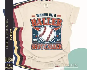 Comfort Colors Wanna Be a Baller Shot Caller Shirt Vintage Retro Baseball Tee Game Day Baseball Shirt 90s Style Sports Tee Softball Game Day Outfit