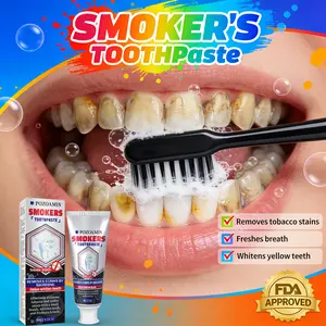 Deep Clean Smokers Whitening Toothpaste, Professional Grade Stain Remover for Yellow Teeth, Advanced Odor Neutralizer for Fresh Breath, Enamel Protection & Anti-Plaque Formula, Daily Oral Health. Antibacterial Brush Coconut Coffee Foam Repair Scent