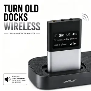 30 Pin Bluetooth 5.0 Receiver, Professional DAC Hi-Fi Audio Adapter with OLED Display, Bluetooth Adapter for Old Speaker Dock Upgrade SummerVibes