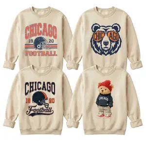 Chicago Vintage Football Sweatshirt | Retro Chicago Bear Game Day Crewneck | Unisex Oversized Sports Fan Apparel | 4 Unique Chicago Designs