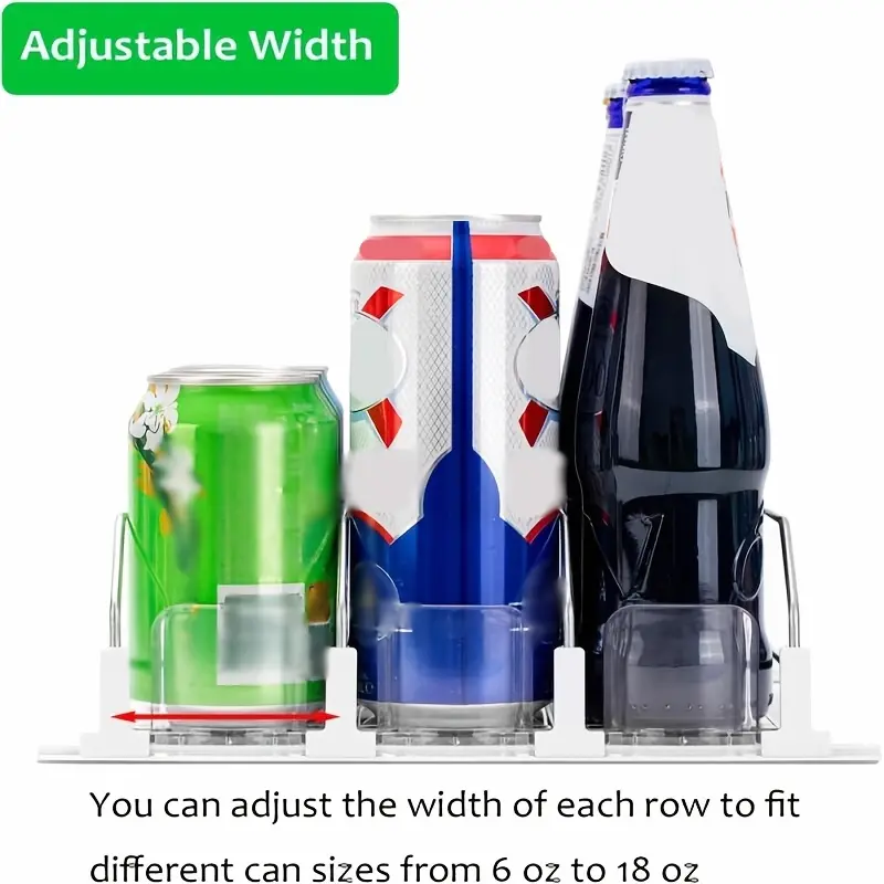 Multifunctional Retail Beverage Pusher, Featuring Adjustable 3/5 Rows, Double-Layer Dividers And Positioning Buckles. Designed for Soda Cans And Bottled Beverages, It Is an Independent for soda Storage Organizer System Equipped with Sliding Pushers