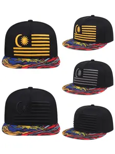 2025 New Fashionable Personalized Flat brimmed Hat Malaysia Flag Embroidered Hip Hop Hat Street Creative Skateboarding Hat Outdoor Sports Sunshade Hat Daily Life Commuter Decorative Hat Male Female Casual Baseball Hat