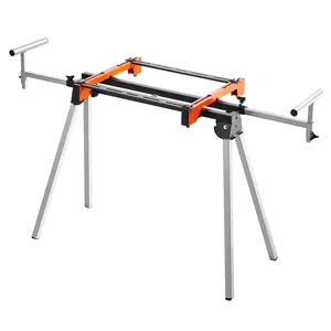 fathersdaygift VEVOR Miter Saw Stand, 300lbs Load Capacity Steel Collapsible Stand for Miter Saw with One-piece Mounting Brackets Clamps, Adjustable Height and Length, Portable Compact and Folding Miter Saw Stand