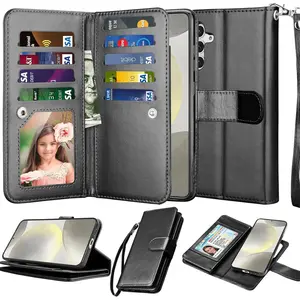 Galaxy S24 Case, for  Galaxy S24 Wallet Case, [9 Card Slots] PU Leather ID Credit Holder Folio Flip [Detachable] Kickstand  Phone Cover & Lanyard for  S24 [Black]