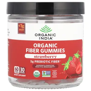 Organic India Organic Fiber Gummies, Strawberry, 60 Gummies