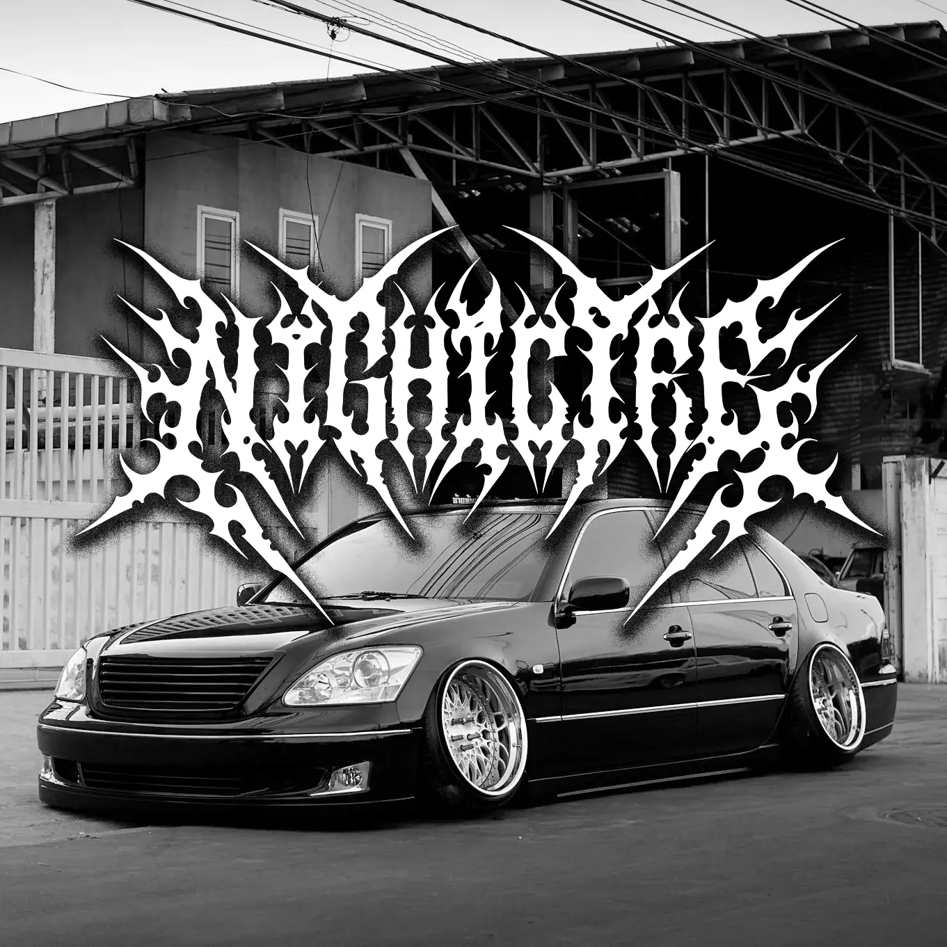 Nightlife Gothic Style V2 Windshield Banner Vinyl Decal for Cars JDM Muscle Easy Install Metal Font Stickers