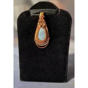 Owyhee Blue Opal with Blue seed beads pendant