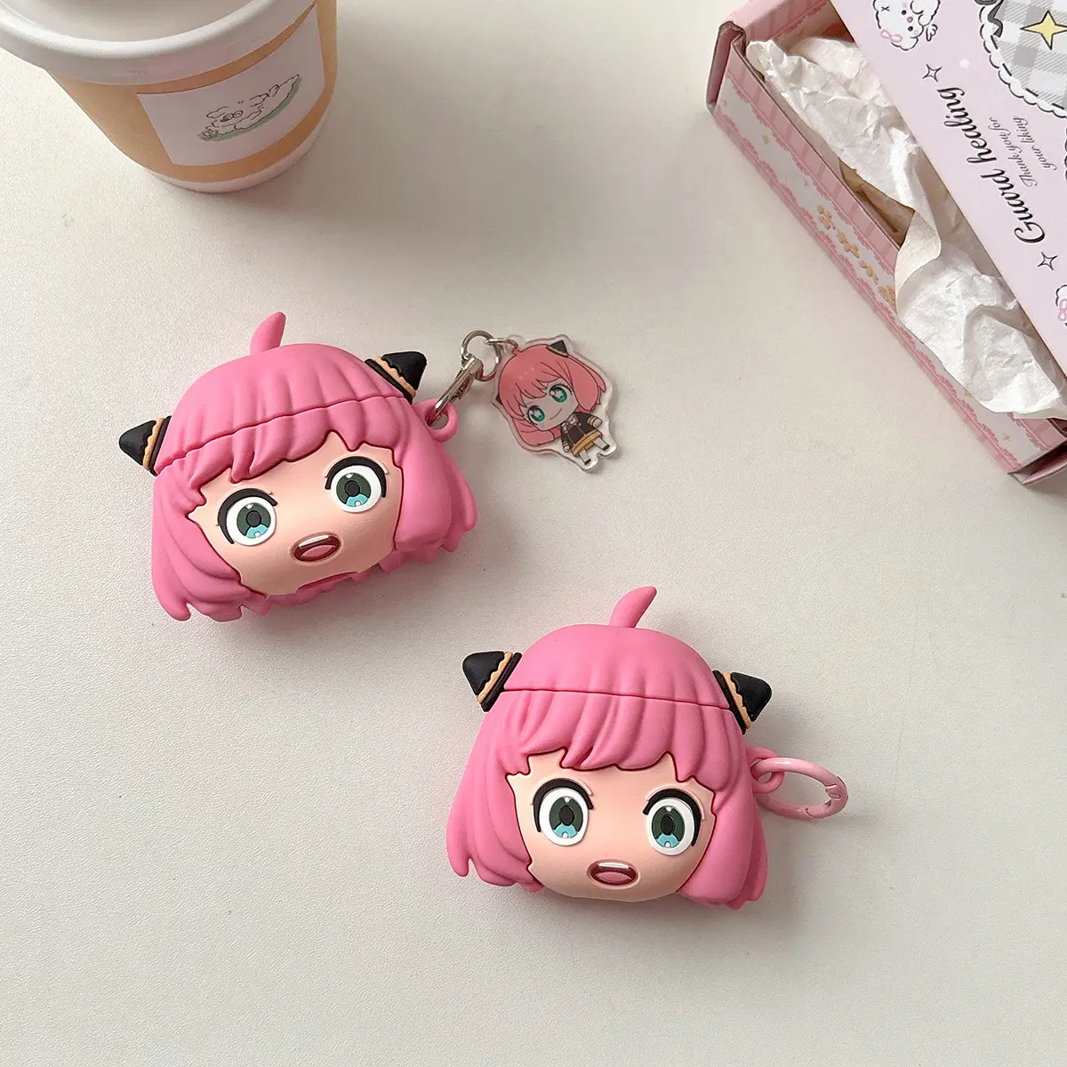 1 Anya Forger headphone case,Cute wireless Bluetooth earphone case, drop resistant, durable and stylish accessory, suitable for AirPods pro3/1/2/3/4/pro/pro2(Different models may have different shapes)