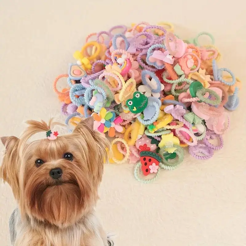 30pcs Cute and Colorful Dog Hair Ties, Elastic Bands for Pets and Girls' Ponytails, Make Your Furry Kids Prettier This Time