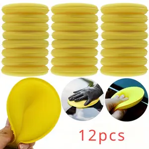 12Pcs Car Waxing Polish Wax Foam Sponge Applicator Pads Yellow Cleaning Sponge Clean Washer Washing Tool Car Cleaning