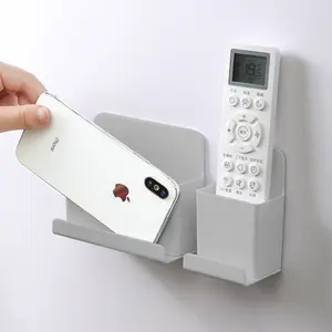 Phone Remote Control Holder No Nail Bathroom Tool Storage Box Wall Mounted Phone Charging Stand, Convenient and Space-Saving Organizer
