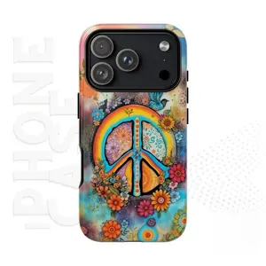 Peace Sign iPhone Case: Colorful Floral Hippie Boho Art,phone Case Suitable for Iphone 11/12/13/14/15/16/17 Pro Promax Plus Air
