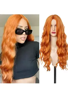 28inches Long orange wig,curly wig synthetic Heat Resistant Fiber 28inches long orange braids Costume Wig for Women