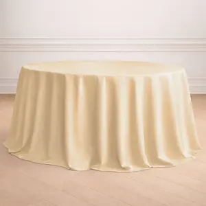 Polyester 132" Round Tablecloth Beige - Seamless Chic Table Cover