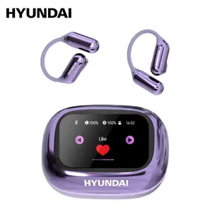HYUNDAI C18 Open-Ear Wireless Headphones with Bluetooth 6.0, LED Full-Color Touch Smart Screen, ENC Noise Cancellation, Remote Photography & Anti-Loss Function, Audio Earbuds for Music & Calls