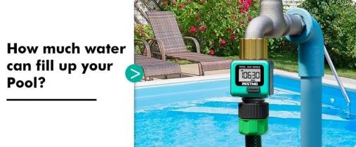 RESTMO Water Flow Meter with Brass Inlet Metal Thread, Measure Gallon/Liter Consumption and Flow Rate for Outdoor Garden Hose Watering, RV Water Tank Filling, Lawn Sprinkler and Nozzle Sprayer
