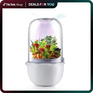 Smart Plant Capsule with Timer & Fan, LED Grow Light, Indoor Terrarium Kit for Small Plants, Adjustable Lighting, Energy-Saving Fan, Perfect Gift for Home & Office
