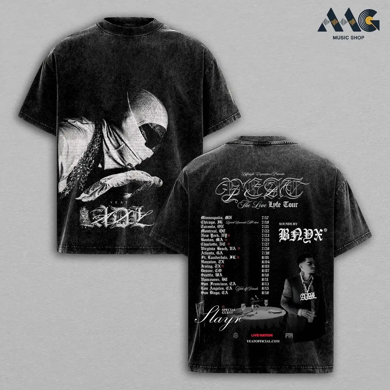 Vintage "YEAT" Graphic T-Shirt Oversized Afterlyfe Tour Style, Vintage Masked Portrait Print Streetwear Crewneck Soft Cotton Unisex Casual Shirt 9DD