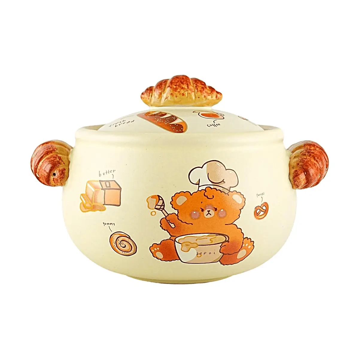 GLAZE STORY 1.2L Bear Ceramic Casserole Pot - Cute Mini Stockpot for Stews, Soups, Baking - Adorable Kitchenware Gift GLAZE STORY 1.2L Bear Ceramic Casserole Pot - Cute Mini Stockpot for Stews, Soups, Baking - Adorable Kitchenware Gift