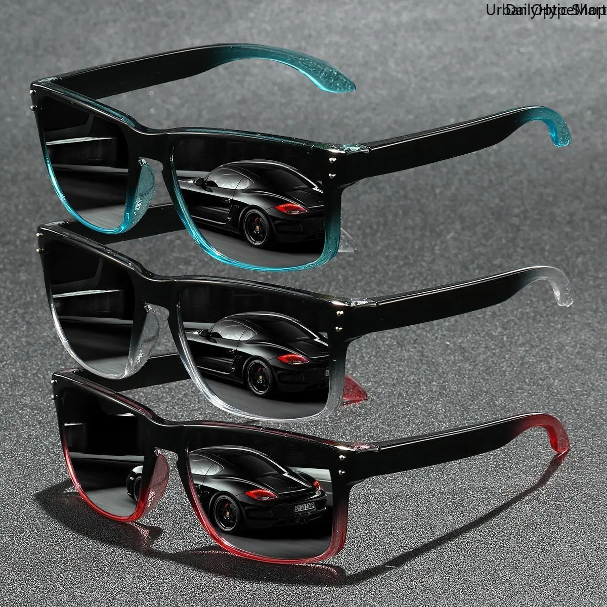 Women's 3-Piece Square Frame Sunglasses Set - UV400 Mirrored Lenses, Car-Design Shades, Street Style, Trendy Casual, for Outdoor Daily Wear, Street Style Sunglasses, Trendy Casual Sunglasses