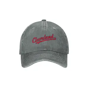 1pc Cowboy Baseball Cap With "Cleveland Word" Printed For Women & Men, Adjustable Casual Street Hat, Ideal For Outdoor Activities, Travel And Work