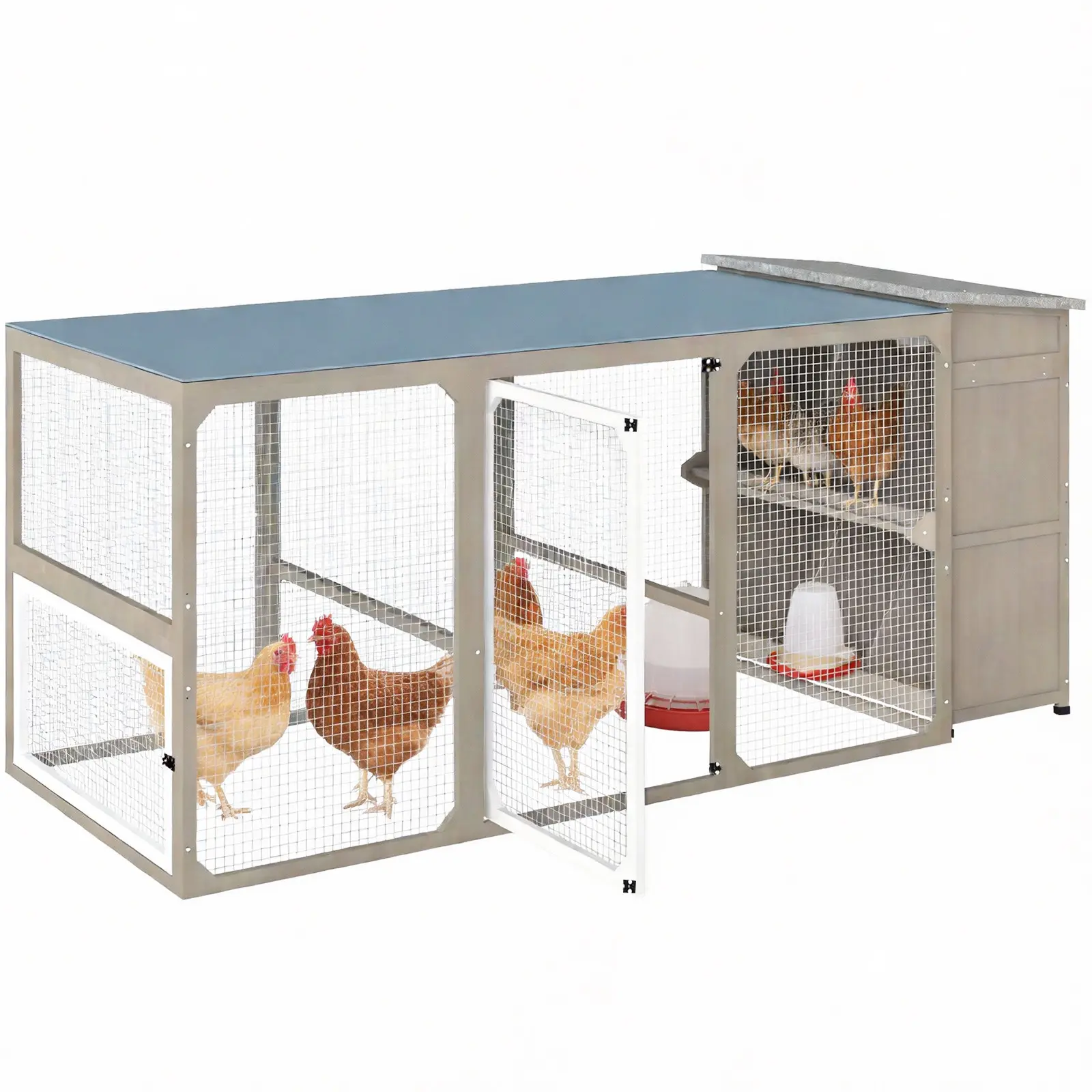 Petscosset Large Modular Chicken Coop - 6 Nesting Boxes, 20 Sq-ft Run, Dual Weatherproof Roof, Outdoor Poultry Hen House for Backyard Farm
