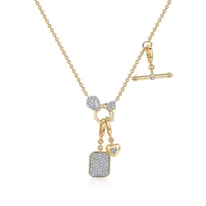 Yellow Gold Diamond Necklace - 96 Brilliant Diamonds on Gold Chain