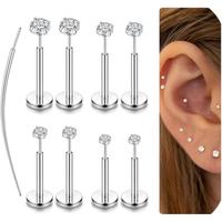 Silver Tone-16G-2/2.5/3/4mm CZ