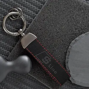 Suede Leather Car Emblem Keychain for Audi Models, Durable & Stylish Design, Perfect Accessory for Car Lovers, Ideal Gift Option