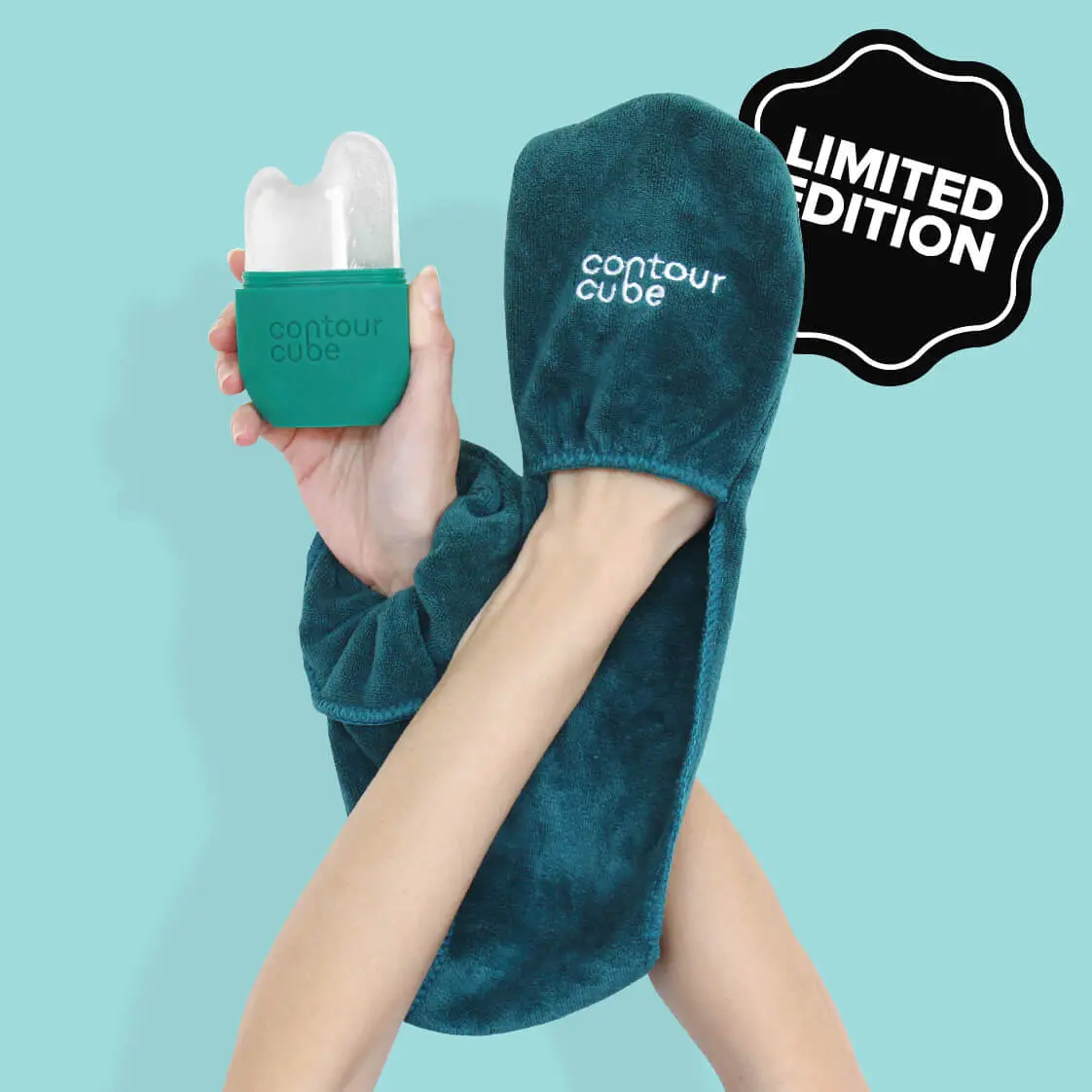 Perfect Glow Bundle | Contour Cube Ice Facial Tool & Facial Towel | Sculpt, Depuff, and Pat Dry | Skincare Set for Clear Skin