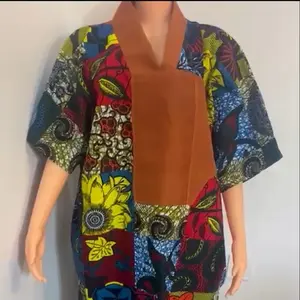 Ankara Bubu Women's Casual Maxi Dress with Colorful Floral Pattern and Short Sleeves Womenswear