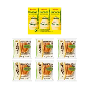 D-PLUS Japanese Natural Yeast Bread Hokkaido Milk Flavor 6pcs + Binggrae Korean Banana Milk 6 Boxes - Fresh Breakfast Combo Pack