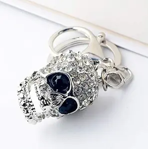 Xiexuelian Skull Keychain Diamond Ghost Head Car Key Pendant Men's Metal Jewelry Halloween Creative Small Gift
