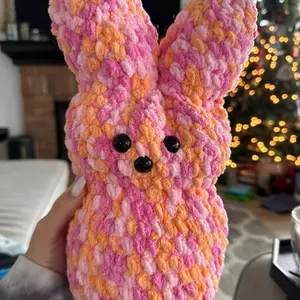 Crochet bunny in Cotton Candy handmade amigurumi plushie stuffed animal