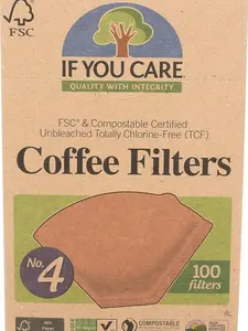 If You Care #4 Cone Coffee Filters, Unbleached & Chlorine-Free, Compostable, 100 Count (Pack of 12)