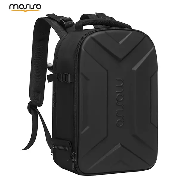 MOSISO Leather Camera Backpack Accessories, Waterproof Geometric Hardshell Case, Shockproof Protection, Tripod Holder, 15-16 in Laptop Compartment, Travel Bag for Canon Nikon Sony Cameras & DJI Drones, Camera Accessories, 17.32 X 11.41 X 6.3 Inches, Adjus